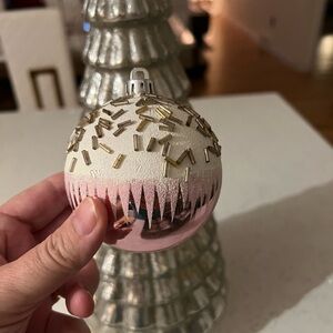 DESIGNER SET OF 12 shatterproof sparkly pink dipped ornaments in 2 boxes